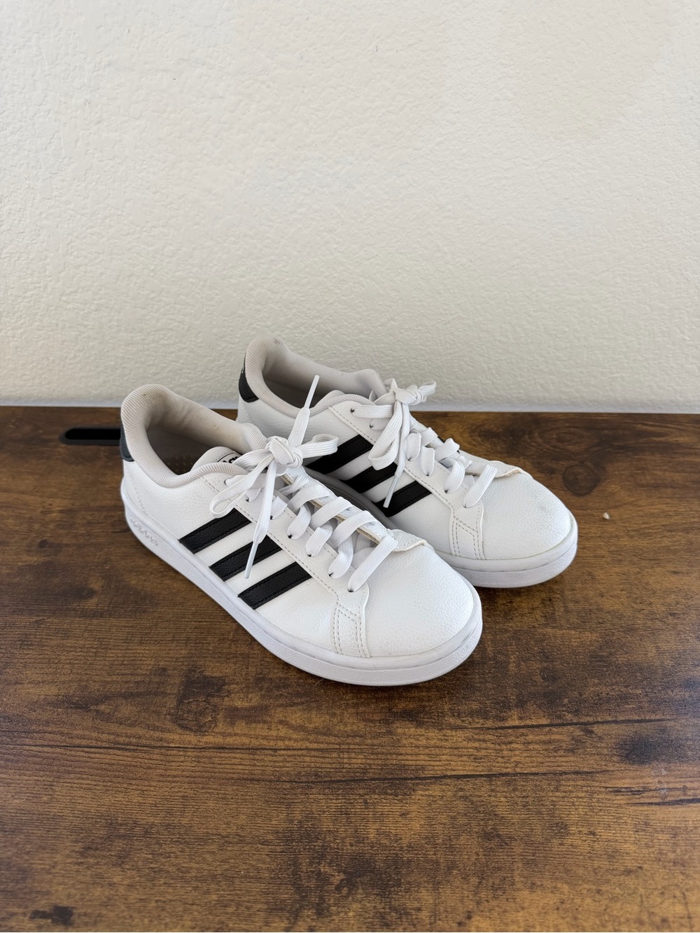 adidas White Sneakers with Black Three-Stripes
